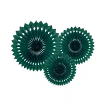 PartyDeco Rozety dekoracyjne ciemne zielone 20-30cm