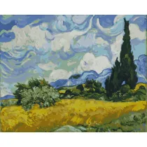 Brushme Malowanie po numerach - Pole z Zielon� Pszenic� i Cyprys 40x50cm