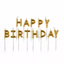 Amscan Zestaw �wieczek "happy birthday" z�ote