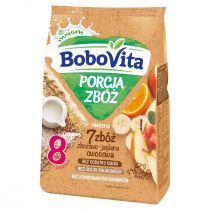 BoboVita Porcja Zbóż Kaszka mleczna 7 zbóż zbożowo-jaglana owocowa po 8. miesiącu 210 g