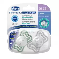 Chicco Physio Light smoczek silikonowy 16-36M Lumi 2 szt.