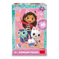 Puzzle 200 z diamencikami, Koci Domek Gabi Dino Toys