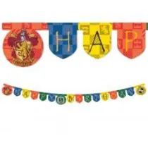 Banner Harry Potter Hogwarts Houses - Happy Birthd