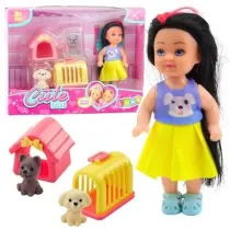 Laleczka mini w sukience z pieskiem Leantoys
