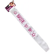 Biaa satynowa szarfa na wieczr panieski