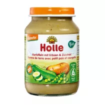 Holle Obiadek ziemniak - groszek - cukinia bez dodatku cukrw bezglutenowy od 6 miesica demeter (soik) 190 g Bio
