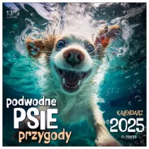 Kalendarz 2025 33x33cm cienny Podwodne psie...