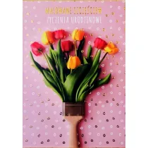 Trend Karnet B6 urodziny tulipany silver
