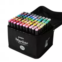 M&G Marker artystyczny alkoholowy, dwustronny, 3,2 mm; 6,2 mm, zestaw 80 kolor�w 80 szt.