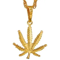 Naszyjnik z li�ciem konopi ganja