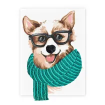 Ideyka Malowanie po numerach - Stylowy Corgi z glink� 30x40cm