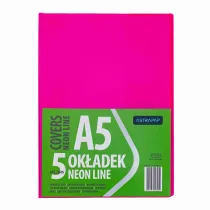Astra Paczka ok�adki A5 neon line nieregulowane 5 szt.mix kolor�w