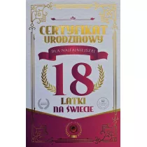 Yeku Karnet Certyfikat Urodzinowy 18 urodziny damskie
