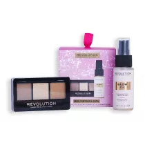 Makeup Revolution Zestaw Mini Contour & Glow Rozwietlajcy spray utrwalajcy Glow Fix + paleta do konturowania twarzy 3x1 2 szt.