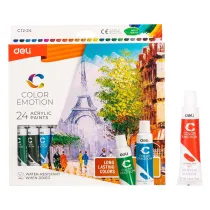 Deli Farby akrylowe 24 kolory tuba 12ml