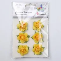 Titanum Papierowe r�e na druciku 40mm ��te 6 szt