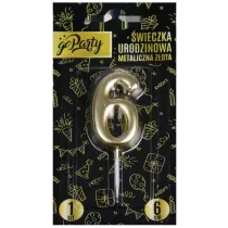 GoParty �wieczka urodzinowa 6 Metaliczna z�ota