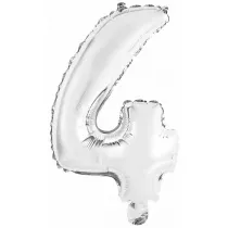 Amscan Balon foliowy mini cyfra 4 srebrna 32x40cm