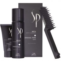 Wella SP Men Gradual Tone Black zestaw dla mężczyzn do stopniowej eliminacji siwizny pianka pigmentująca + łagodny szampon + szczoteczka 60 ml + 30 ml