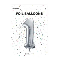 PartyDeco Balon foliowy 1 srebrny 86cm
