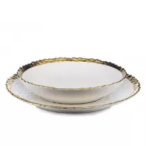 HowHomely Komplet 8 talerzy Kati White Gold