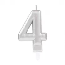 Amscan �wieczka cyferka 4 Sparkling Celebrations srebrna