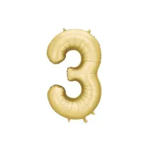 PartyDeco Balon foliowy cyfra 3 z�oty 86cm