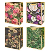Kukartka Torba QXL kwiaty i li�cie, z�ocone (33x45,6x12,6cm) mix