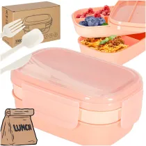 Lunch box niadaniwka pudeko niadaniowe z przegrdkami dzielone morelowe 1.9 l