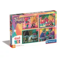 Puzzle 4w1 Super Kolor Trolls 3 Clementoni