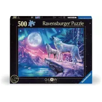 Puzzle 500 el. �wiec�ce w ciemno�ci - Wilk w zorzy polarnej Ravensburger