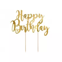 Topper na tort Happy Birthday zoty 22.5 cm