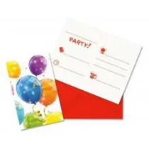 Zaproszenia z kopert Sparkling Balloons 6 szt