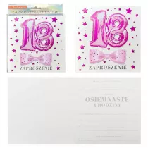 Kukartka Zaproszenie Urodziny 18 5 szt.