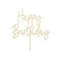 PartyDeco Topper drewniany Happy Birthday 16,5cm