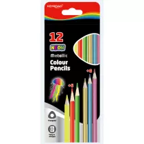 Keyroad Kredki o��wkowe tr�jk�tne metaliczne i neonowe 12 szt.
