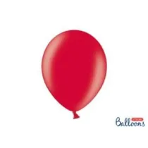 PartyDeco Balony Strong 30cm, Metallic czerwony Poppy Red: 1 op./50szt.