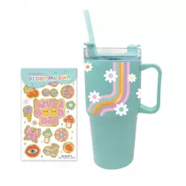 Pecoware Metalowy kubek z uchem i somk Stokrotki 600 ml
