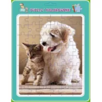 Puzzle w ramce z kolorowank�. Piesek z kotkiem MD Creative