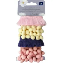 Interdruk Zestaw pompon�w na ta�mie 4x0,7m Pastel