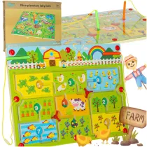 Gra labirynt magnetyczna planszowa drewniana do podry farma 2 graczy