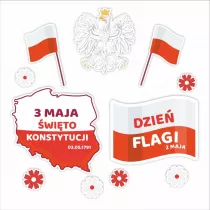 LearnHow Dekoracje okienne patriotyczne - 2-3 maja 02 11 szt.
