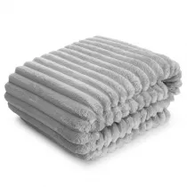 Koc Soft srebrny 170x210 pasy 3D
