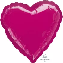 Amscan Balon foliowy metalik fuksja serce luzem 43cm