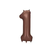 PartyDeco Balon foliowy cyfra 1 mocca 86cm