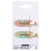 Sister Young Lily Makeup Hair Clips Set klipsy do wosw Pink Green 2 szt.