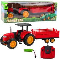 Traktor z przyczep� RC czerwony LeanToys