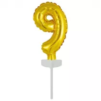 Amscan Balon foliowy mini cyfra 9 z�ota 7x12cm