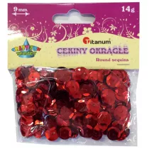 Titanum Cekiny okrge metaliczne czerwone 9mm, 14g
