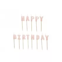PartyDeco wieczki Happy Birthday rowe 2,5cm 13szt